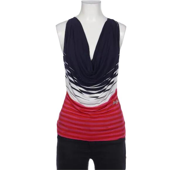 NWOT MISS SIXTY Top S ITALY Logo Stripe Drape Racerback Sleeveless Stretch Multi - Picture 1 of 6